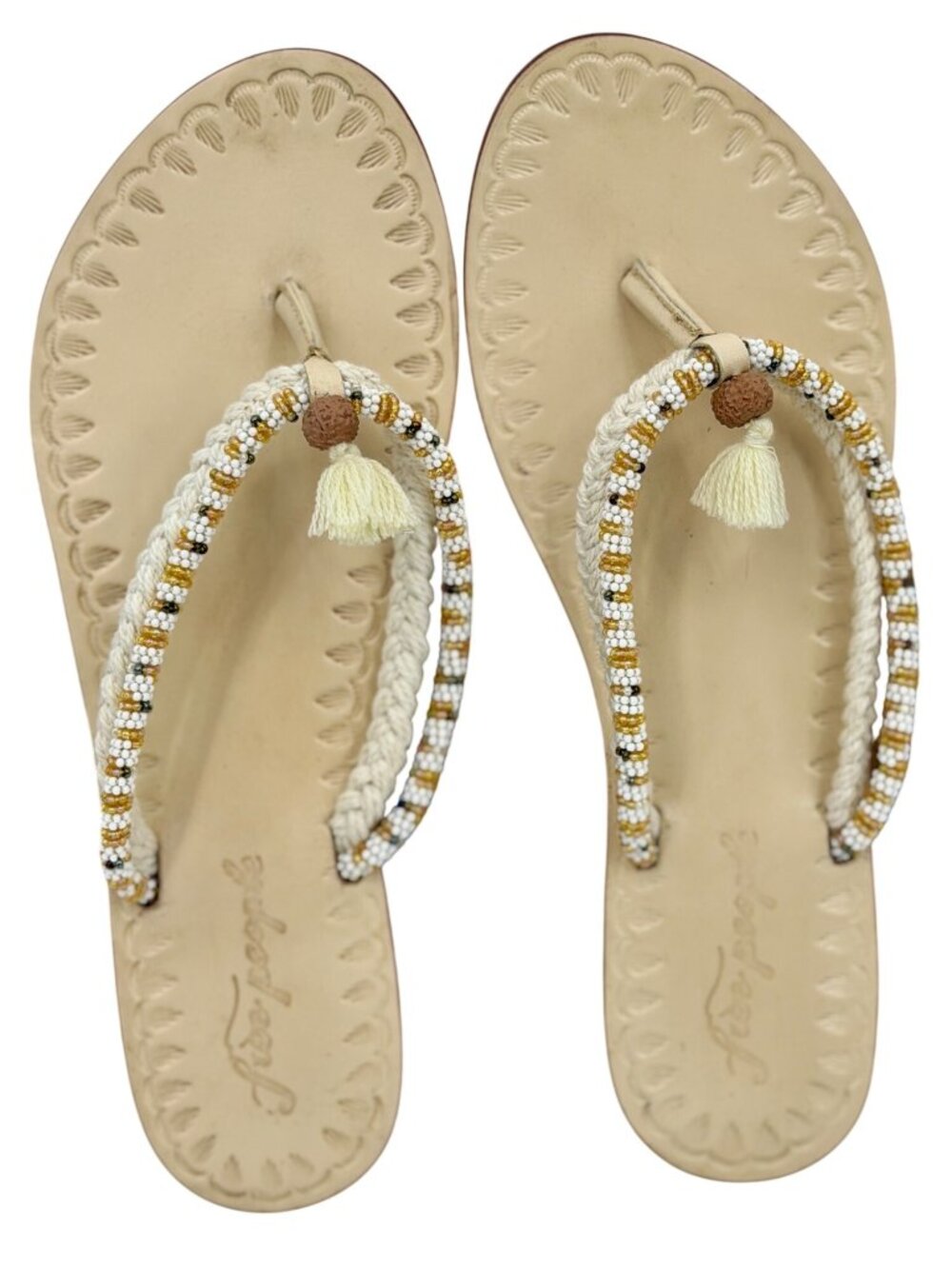 NIB Free People Beaded Tassel Sandals 10| Cottagecore Ethereal Boho Indie Sleaze - Picture 3 of 16